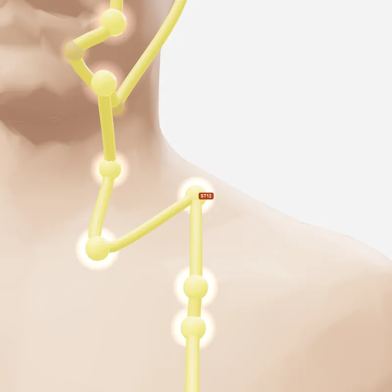 Huyệt Khuyết Bồn — trên da