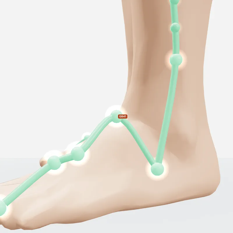 Huyệt Túc Lâm Khấp — trên da